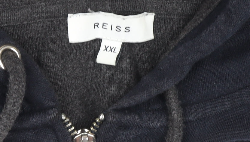 Reiss Womens Navy Full Zip Hoodie XXL Cotton Blend