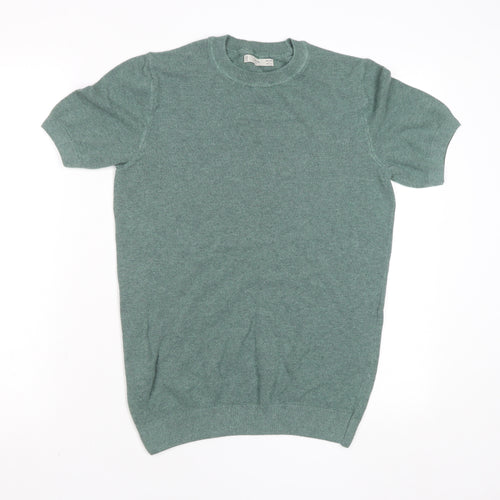 MNG Green Short Sleeve Crew Neck Knit T-Shirt Size S