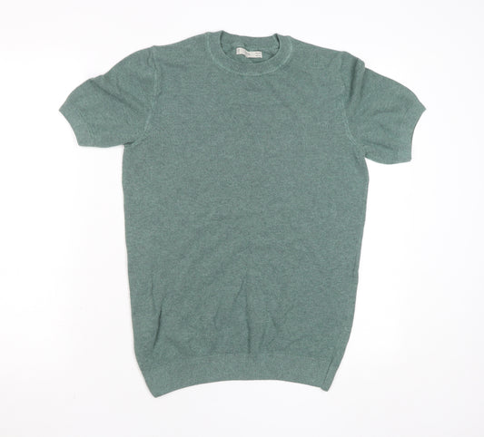 MNG Green Short Sleeve Crew Neck Knit T-Shirt Size S