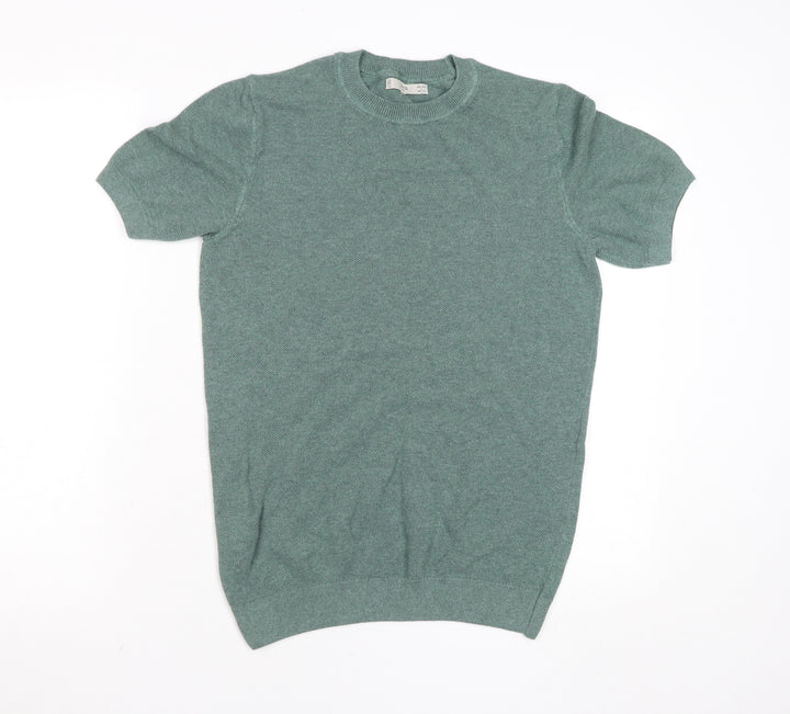 MNG Green Short Sleeve Crew Neck Knit T-Shirt Size S