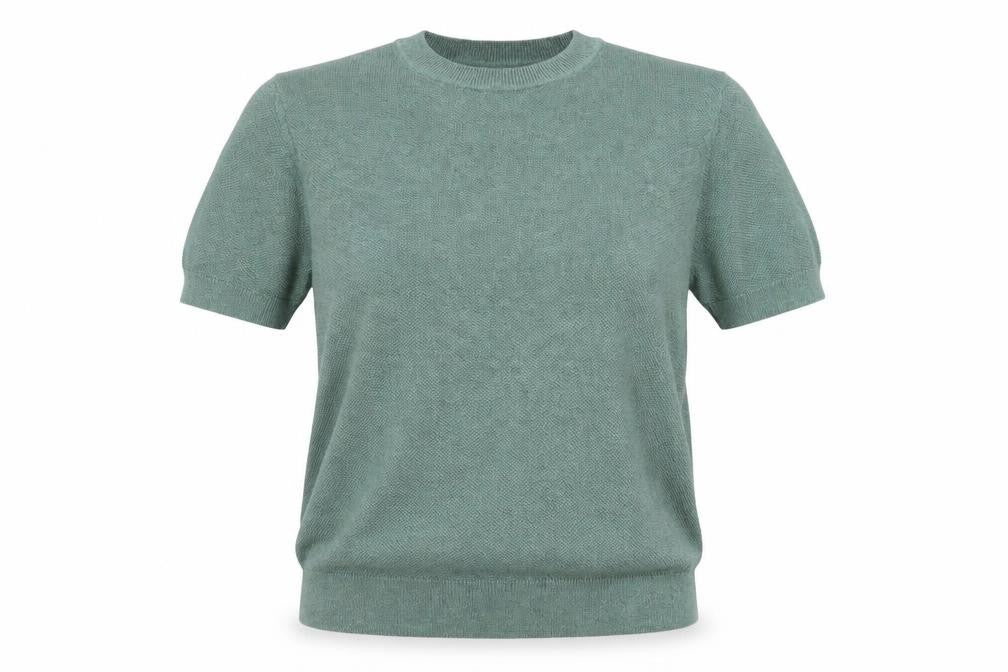 MNG Green Short Sleeve Crew Neck Knit T-Shirt Size S