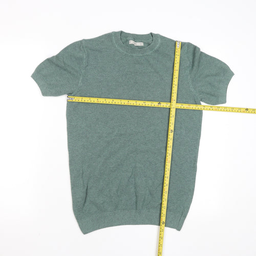 MNG Green Short Sleeve Crew Neck Knit T-Shirt Size S