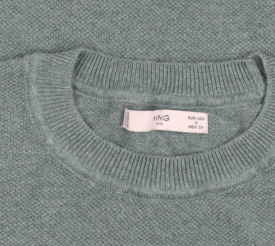 MNG Green Short Sleeve Crew Neck Knit T-Shirt Size S
