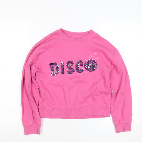 John Lewis Girls Pink Sequin Disco Sweatshirt 10 Years Cotton Pullover