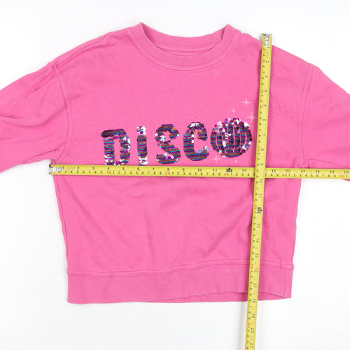 John Lewis Girls Pink Sequin Disco Sweatshirt 10 Years Cotton Pullover