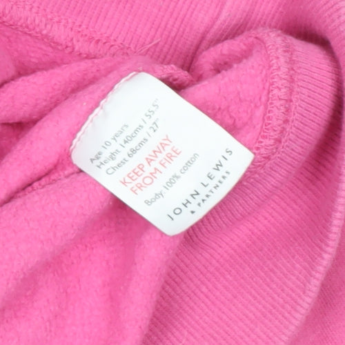 John Lewis Girls Pink Sequin Disco Sweatshirt 10 Years Cotton Pullover