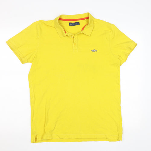Easy Men's Yellow Slim Fit Polo Shirt Size L Cotton Blend