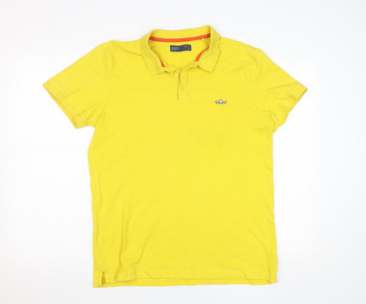 Easy Men's Yellow Slim Fit Polo Shirt Size L Cotton Blend