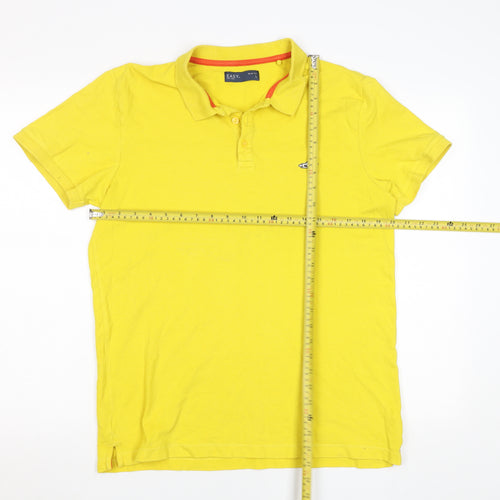 Easy Men's Yellow Slim Fit Polo Shirt Size L Cotton Blend