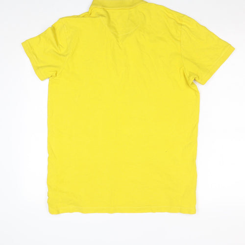 Easy Men's Yellow Slim Fit Polo Shirt Size L Cotton Blend