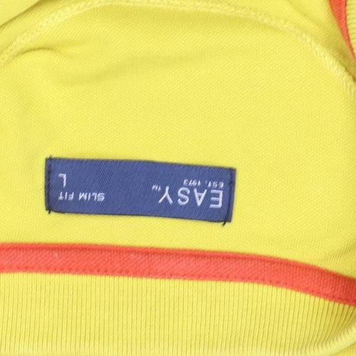 Easy Men's Yellow Slim Fit Polo Shirt Size L Cotton Blend