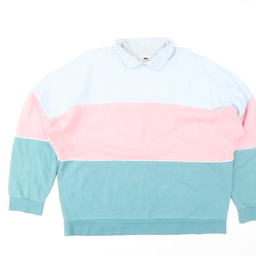 Topman Men's Multicoloured Collared Stripe Sweatshirt L