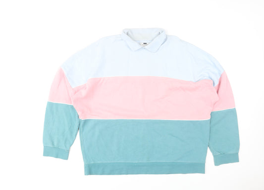 Topman Men's Multicoloured Collared Stripe Sweatshirt L