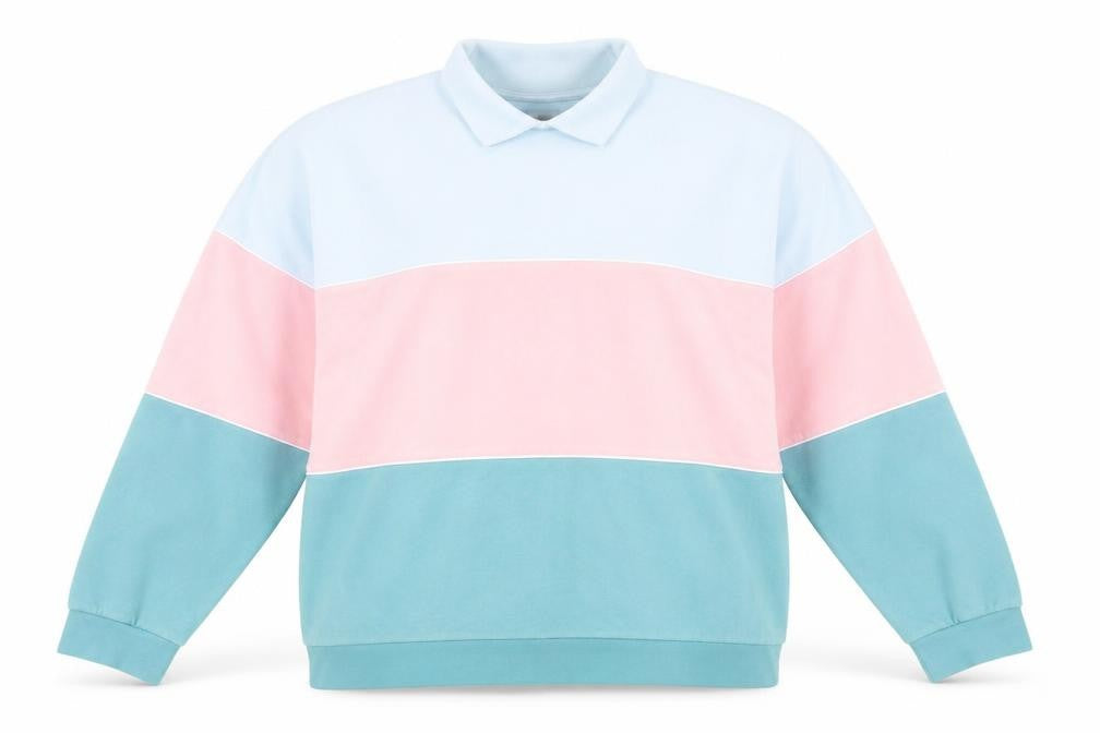 Front view of Topman Men's Multicoloured Collared Stripe Sweatshirt L