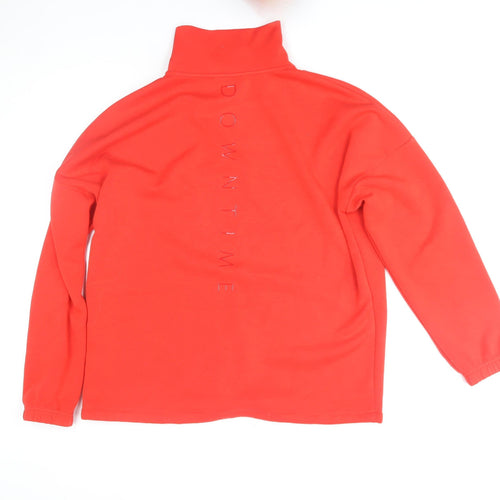 Next Women Red Jersey 1/4 Zip High Neck Pullover Top M
