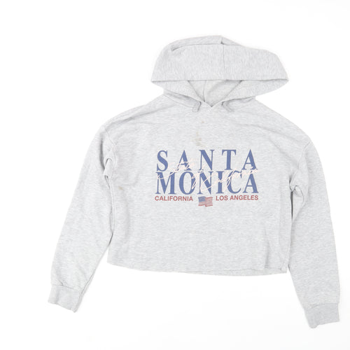 New Look 915 Girls Grey Santa Monica Cropped Hoodie Age 14-15 Years Pullover