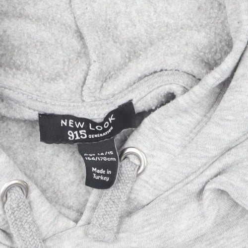 New Look 915 Girls Grey Santa Monica Cropped Hoodie Age 14-15 Years Pullover
