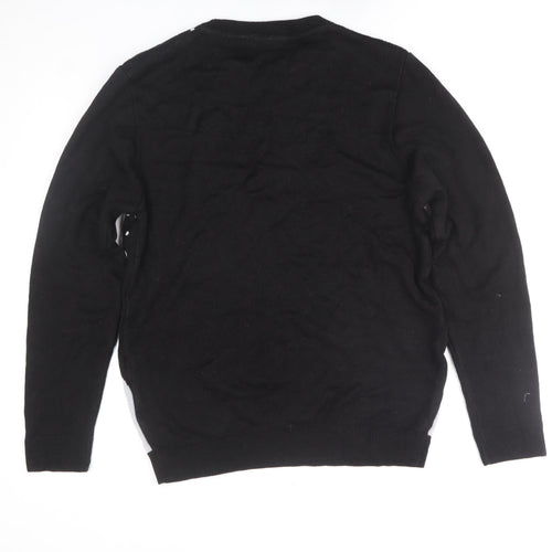 boohooMAN Men's Black Medium Christmas Polar Bear Knit Jumper