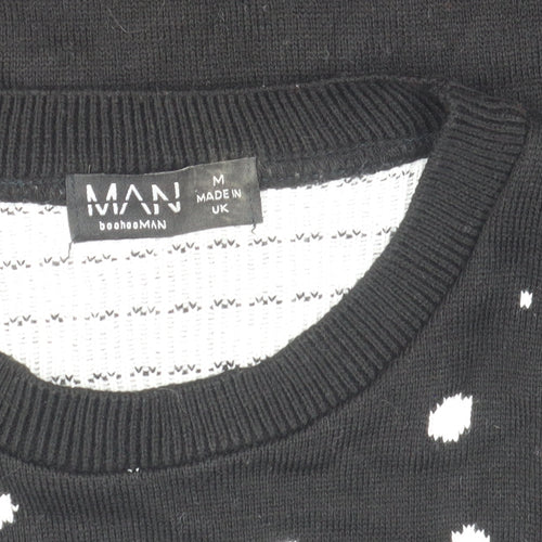 boohooMAN Men's Black Medium Christmas Polar Bear Knit Jumper
