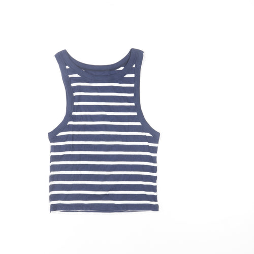 Marks and Spencer Women’s Blue Striped Cotton Tank Top L