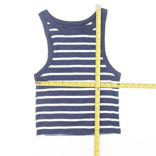 Marks and Spencer Women’s Blue Striped Cotton Tank Top L
