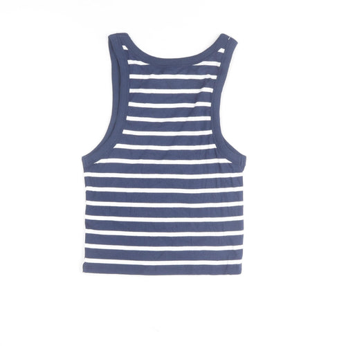 Marks and Spencer Women’s Blue Striped Cotton Tank Top L