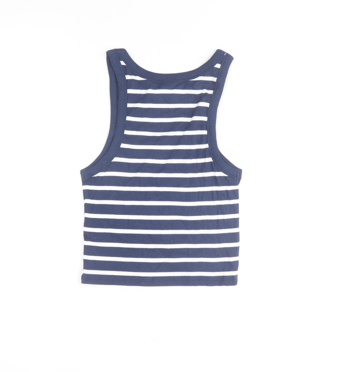 Marks and Spencer Women’s Blue Striped Cotton Tank Top L