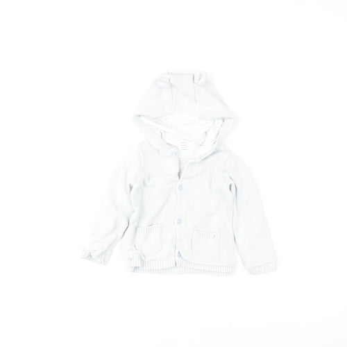 John Lewis Unisex Baby Ivory Cotton Hooded Button Jacket 12-18 Months