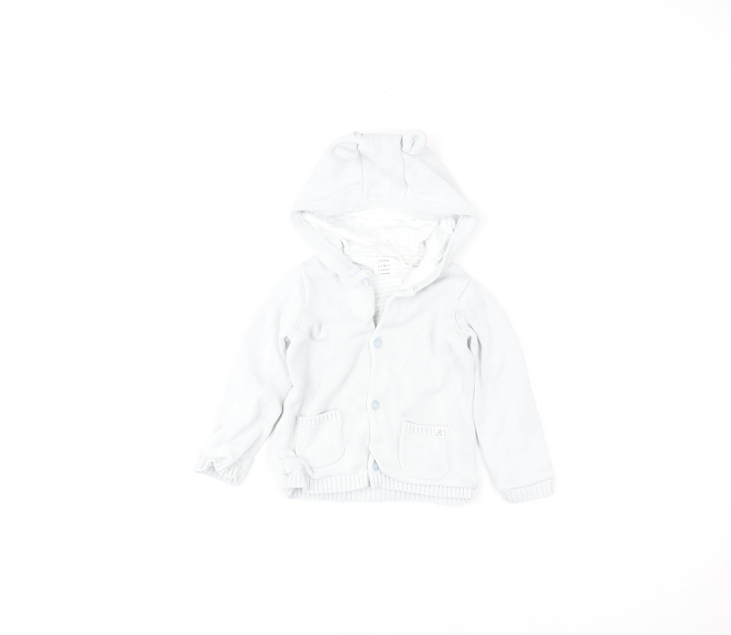 John Lewis Unisex Baby Ivory Cotton Hooded Button Jacket 12-18 Months