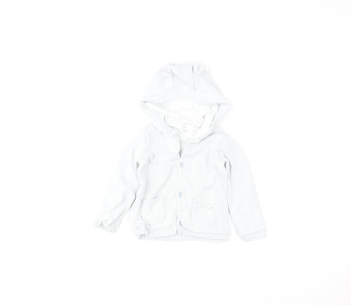 John Lewis Unisex Baby Ivory Cotton Hooded Button Jacket 12-18 Months