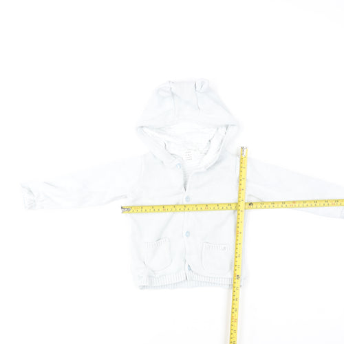 John Lewis Unisex Baby Ivory Cotton Hooded Button Jacket 12-18 Months