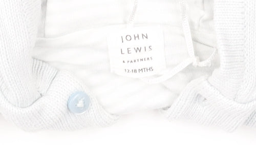 John Lewis Unisex Baby Ivory Cotton Hooded Button Jacket 12-18 Months