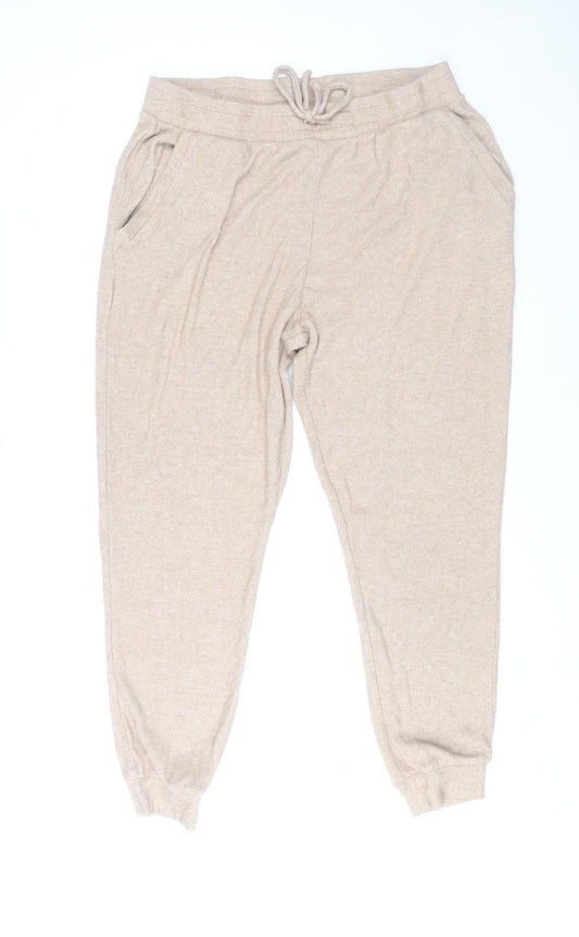 Uniqlo Women Beige Jogger Sweatpants Size M Soft Knit Lounge Trousers