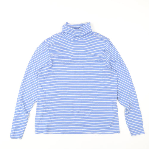 Marks and Spencer Women’s Blue Striped Roll Neck Long Sleeve Jersey Top Size 20