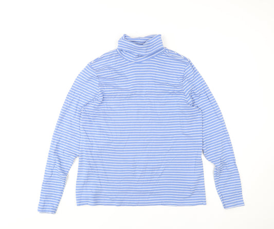 Marks and Spencer Women’s Blue Striped Roll Neck Long Sleeve Jersey Top Size 20