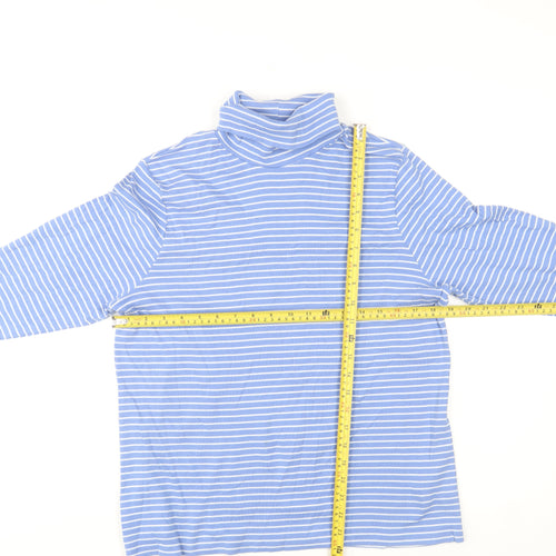 Marks and Spencer Women’s Blue Striped Roll Neck Long Sleeve Jersey Top Size 20