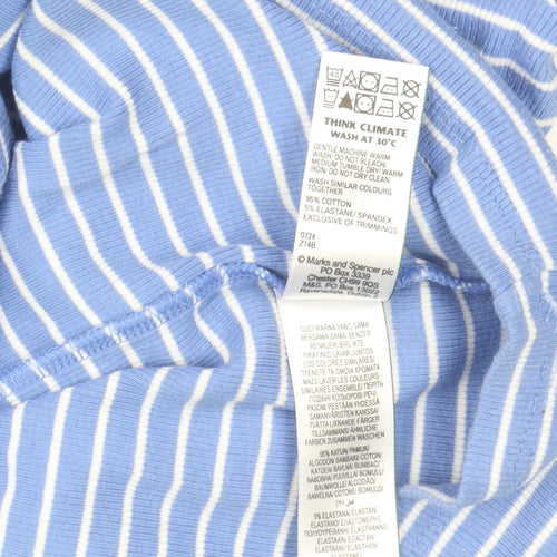 Marks and Spencer Women’s Blue Striped Roll Neck Long Sleeve Jersey Top Size 20