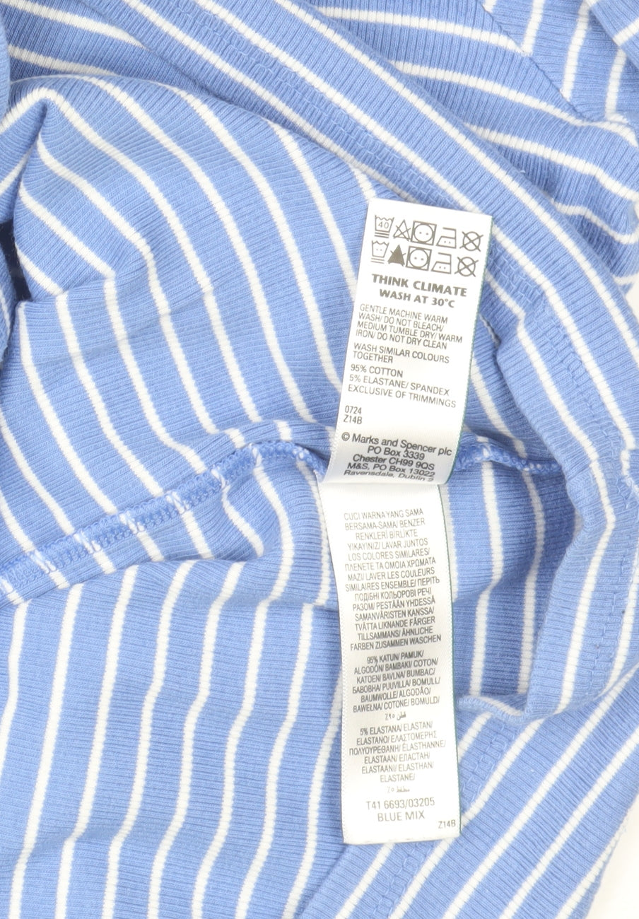 Marks and Spencer Women’s Blue Striped Roll Neck Long Sleeve Jersey Top Size 20