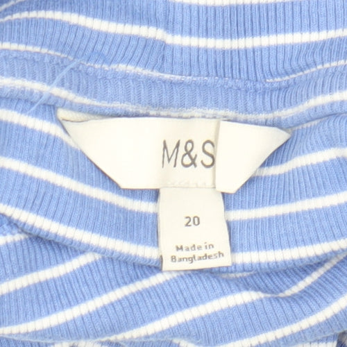 Marks and Spencer Women’s Blue Striped Roll Neck Long Sleeve Jersey Top Size 20