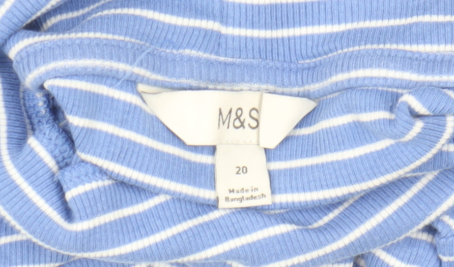Marks and Spencer Women’s Blue Striped Roll Neck Long Sleeve Jersey Top Size 20