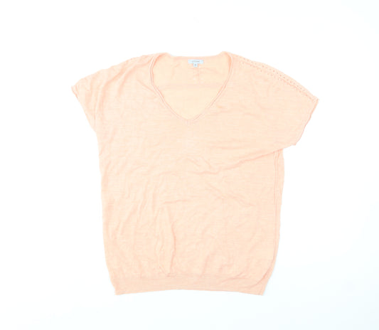 Jigsaw Women's Pink Linen Cotton V-Neck Short Sleeve Top M