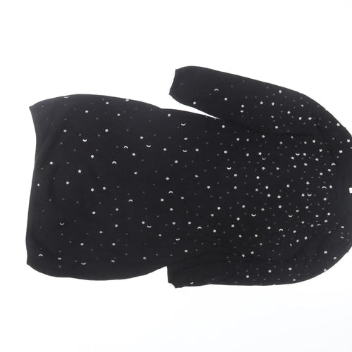 Monsoon Women’s Black Shift Dress S Long Sleeve Knit Star Beaded
