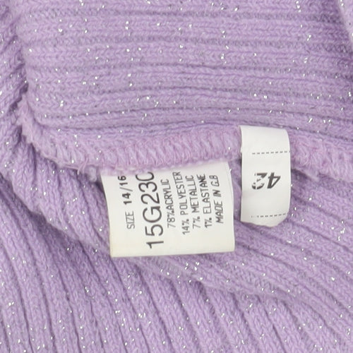 Todayswoman Womens Purple Strapless Ribbed Knit Camisole Top Size 14/16