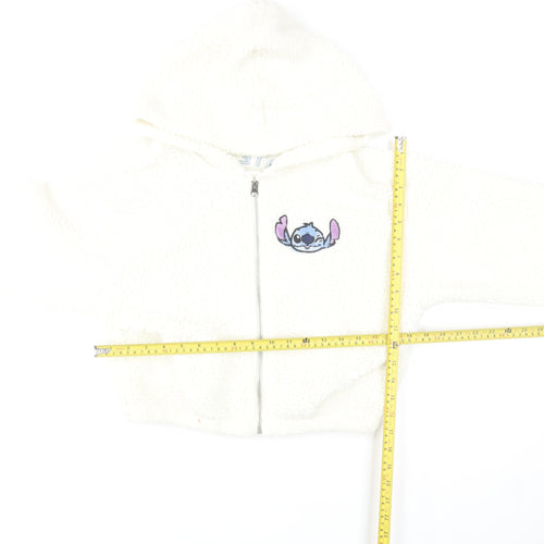 H&M Girls White Disney Stitch Fleece Full Zip Hoodie 11-12 Years