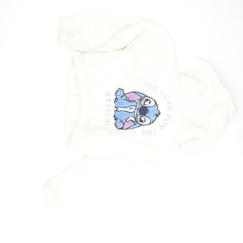 H&M Girls White Disney Stitch Fleece Full Zip Hoodie 11-12 Years