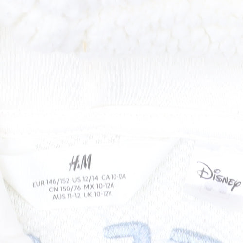 H&M Girls White Disney Stitch Fleece Full Zip Hoodie 11-12 Years
