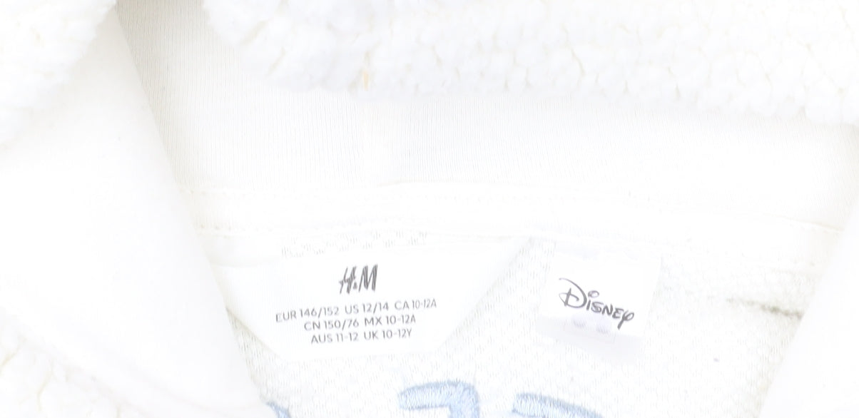 H&M Girls White Disney Stitch Fleece Full Zip Hoodie 11-12 Years