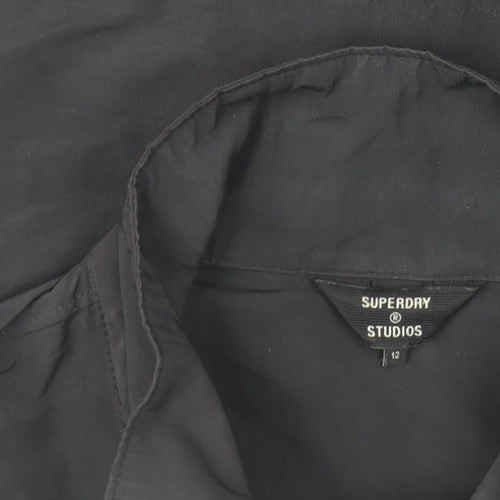 Superdry Womens Black Military Jacket Size 12 Cotton Blend