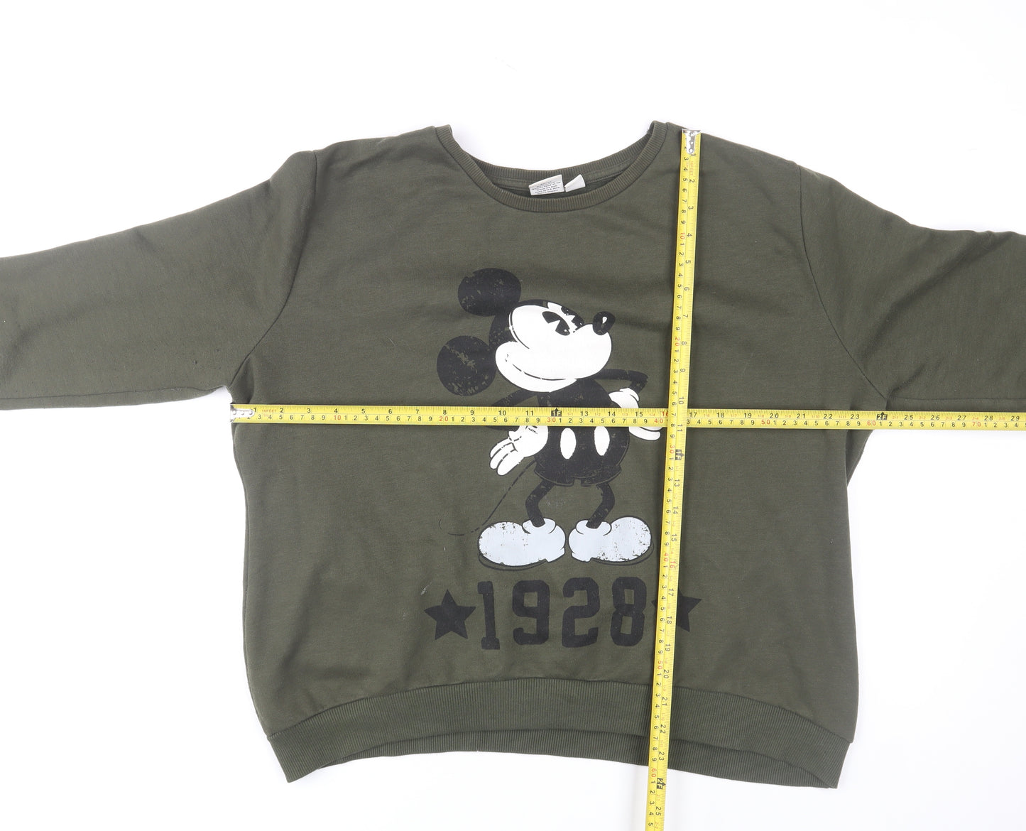 Disney Women’s Green Mickey Mouse Crew Neck Pullover Jumper Size L