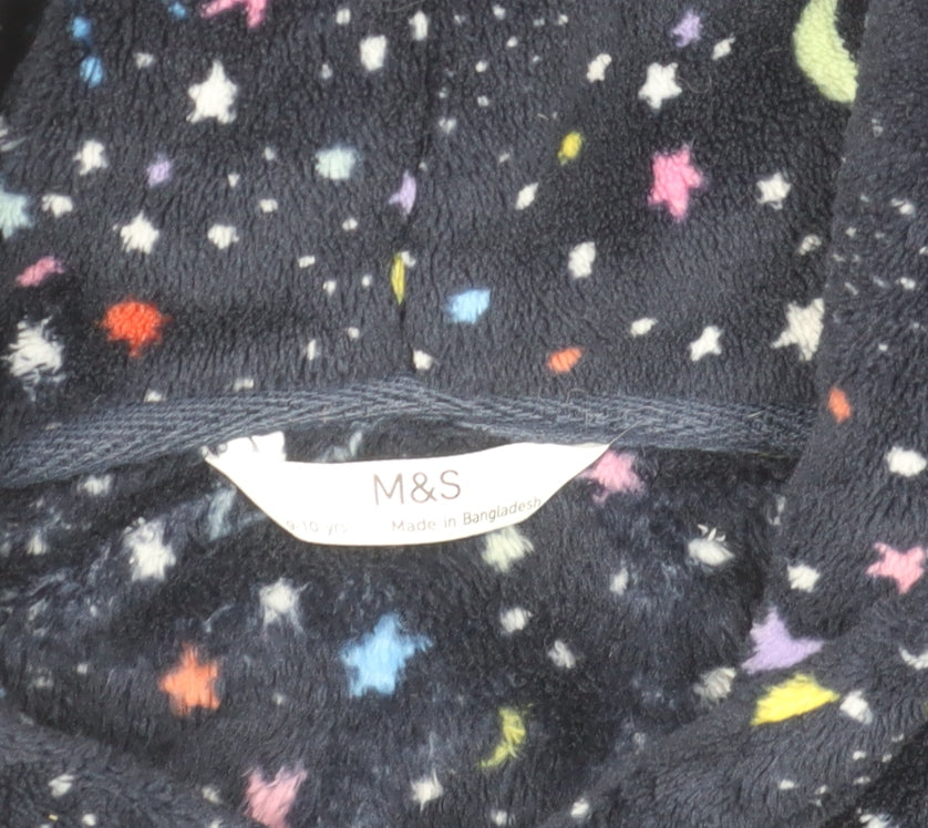 Marks and Spencer Boys Multicoloured Fleece Hooded One Piece Nightwear 9-10 Years